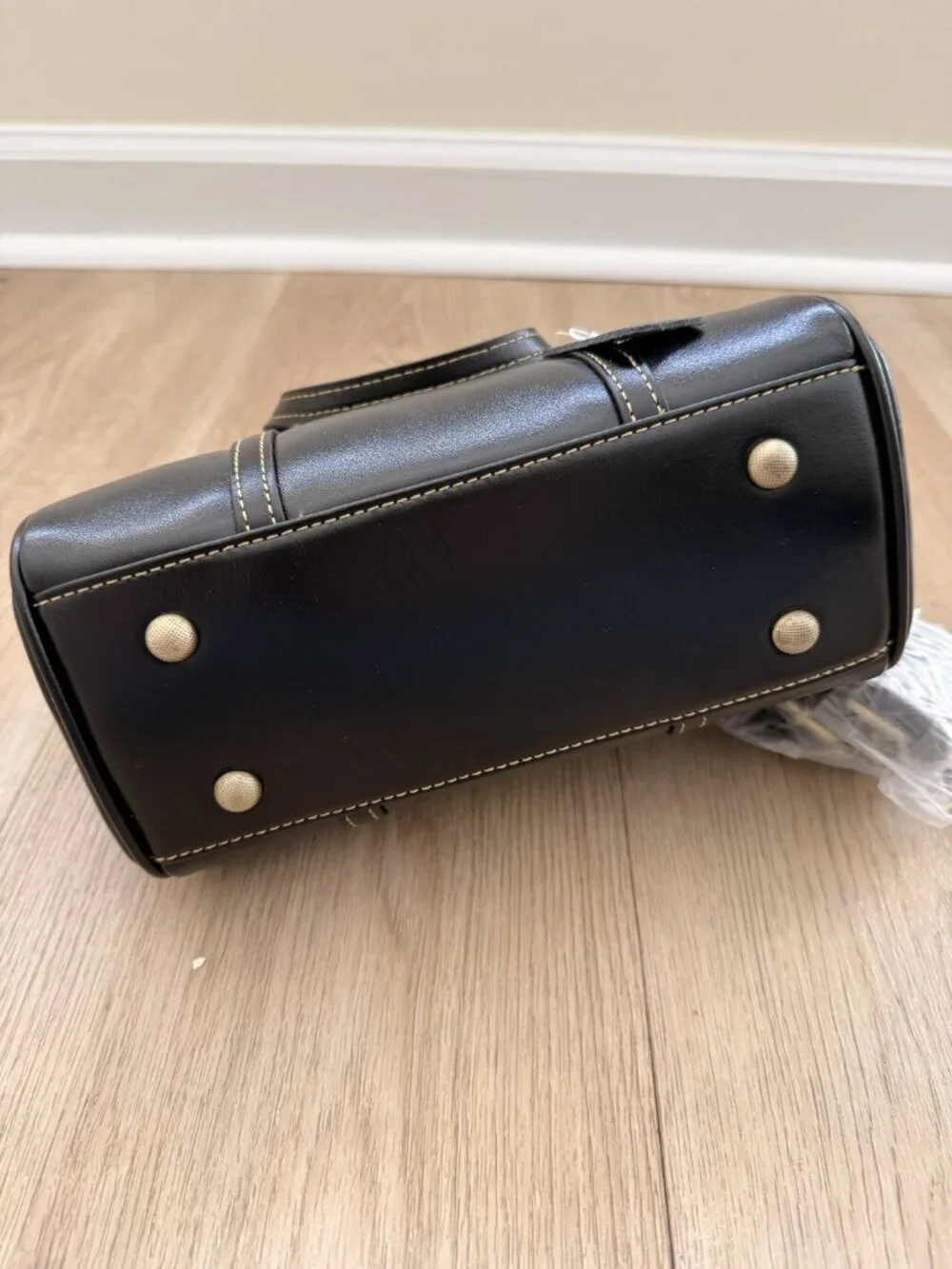 New Black Structured Mini Satchel Handbag Top Handle Purse Classic Chic
